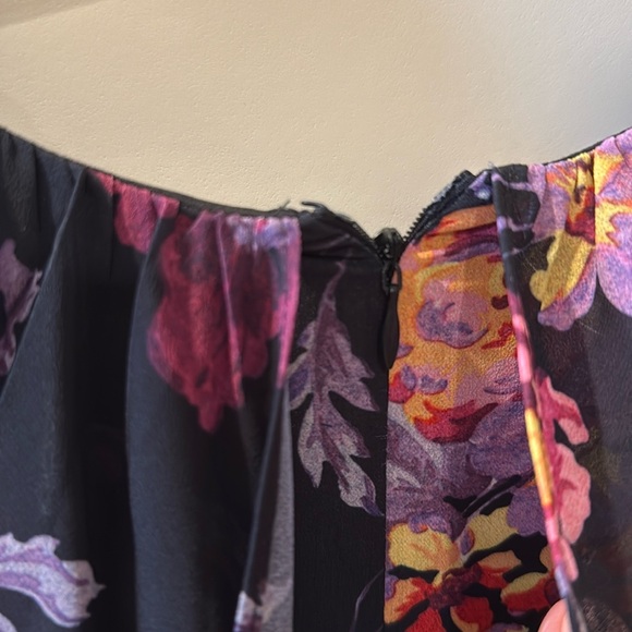 Amanda Uprichard Floral Long Sleeve Dress - Black and Purple.  Never worn - Picture 11 of 12